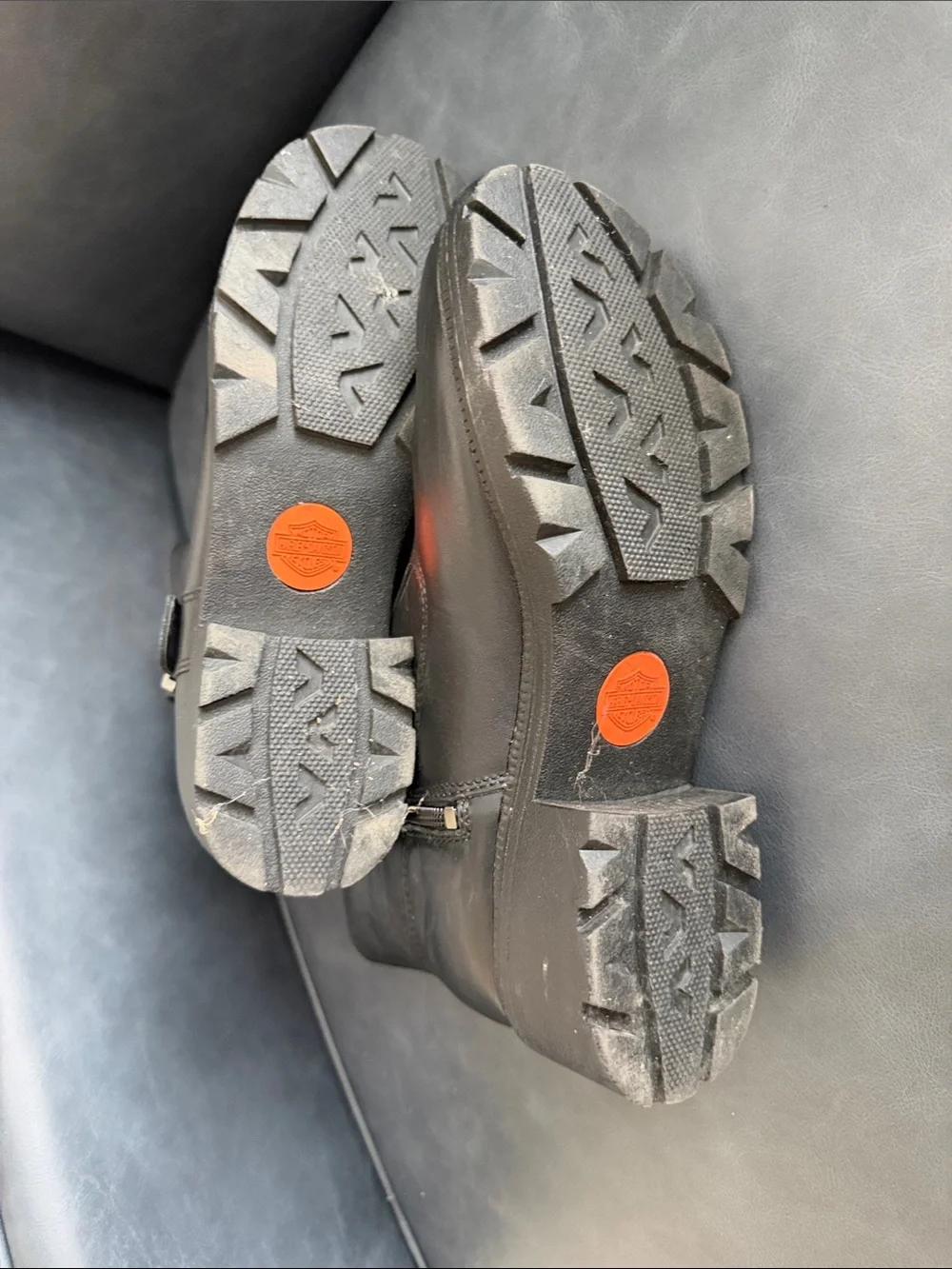 Harley-Davidson Black Leather Short Biker Boots with Shield Emblem